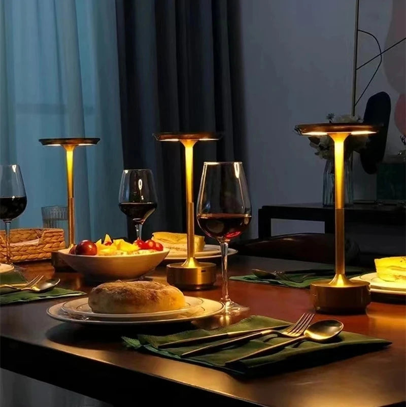 USB Charging Table Lamp Aluminum Restaurant Bar Desk Lamp Dimming Atmosphere USB Charging Touch Switch Decoration