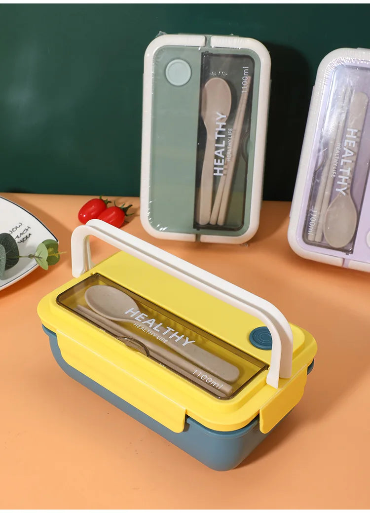 Plastic Compartments For Students And Office Workers, Large Capacity Bento Box With Lid, Sealed Insulated Lunch Container