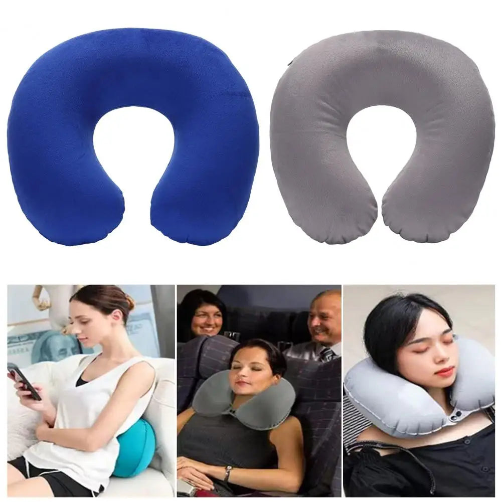 U-shaped Neck Pillow Inflatable Fatigue Relief Travel Pillow Flight Headrest Sleep U-shaped Cushion for Plane