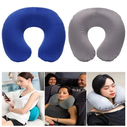 U-shaped Neck Pillow Inflatable Fatigue Relief Travel Pillow Flight Headrest Sleep U-shaped Cushion for Plane