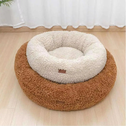 Wholesale Manufacturer Soft Luxury Fleece Plush Pet Cushion Round Donut Sleeping Calming Pet Cat Dog Bed Dog Kennel