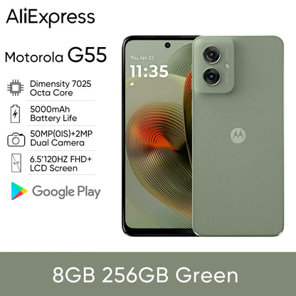 Motorola Moto G55 5G Smartphone 6.5'' 120Hz FHD+ Screen 50MP Dual OIS Camera Dimensity 7025 Octa Core 5000mAh Battery