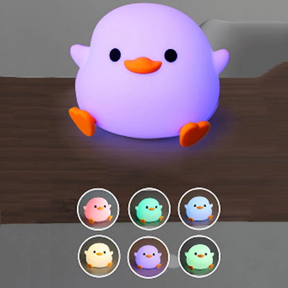 Cute Duck Night Light Ferry Duck Light LED Silicone Dimmable Night Light with Touch Sensing Room Dormitory Decoration