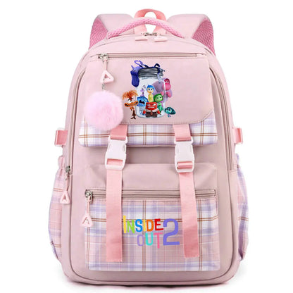Inside Out 2 Girls Anime Cute Backpack Boy Cartoon Printed Schoolbag Children Large Capacity Book Bag Kids Shoulders Bag