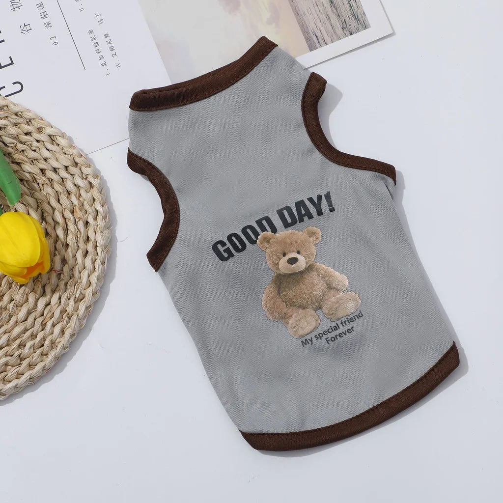 Cartoon Bear Dog Clothes Cute Cotton Dog Costume Pet T-shirt Cats Vest for Puppy Small Medium Dogs Shih Tzu Dog XS-XXL
