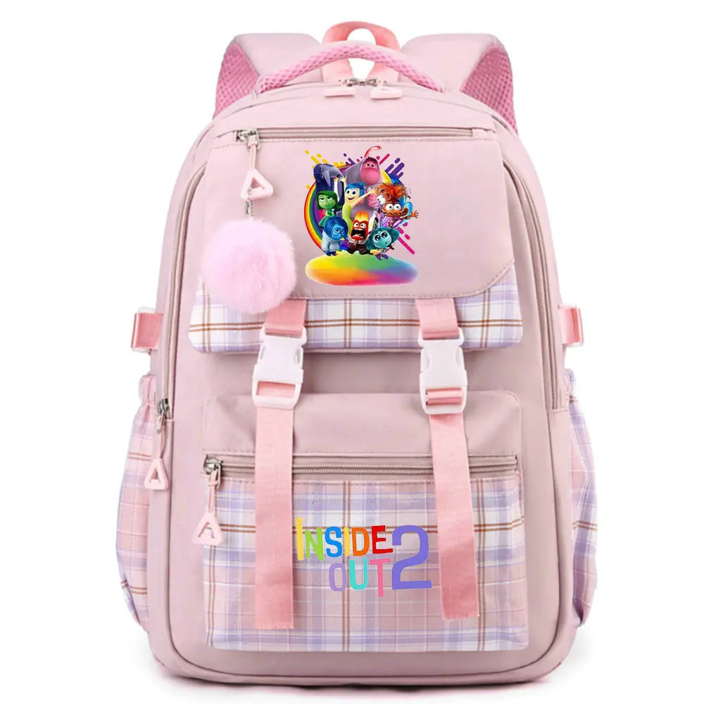 Inside Out 2 Girls Anime Cute Backpack Boy Cartoon Printed Schoolbag Children Large Capacity Book Bag Kids Shoulders Bag