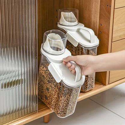 Dry food for dogs and cats is easy to feed containers, moisture-proof pet food storage buckets, measuring cups and handle design