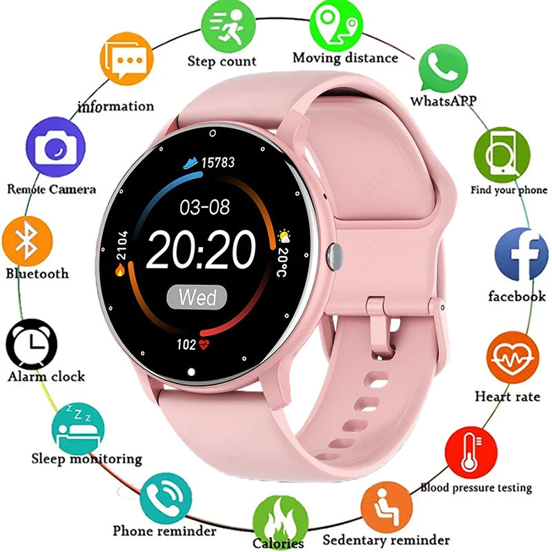 LIGE 2025 Smart watch Ladies Full touch Screen Sports Fitness watch IP67 waterproof Bluetooth For Android iOS Smart watch Female