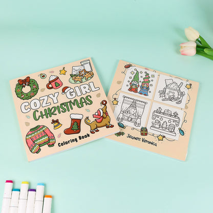 Coloring Book For Adults And Teens Featuring Adorable Christmas Creatures Cartoon Coloring Book To Relax In A Cozy Hygge Moment