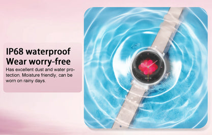 Rainbuvvy DM70 Steel Smart Watch AMLED Women Beautiful Wristwatch Supports IP68 BT Calling Sports Watch