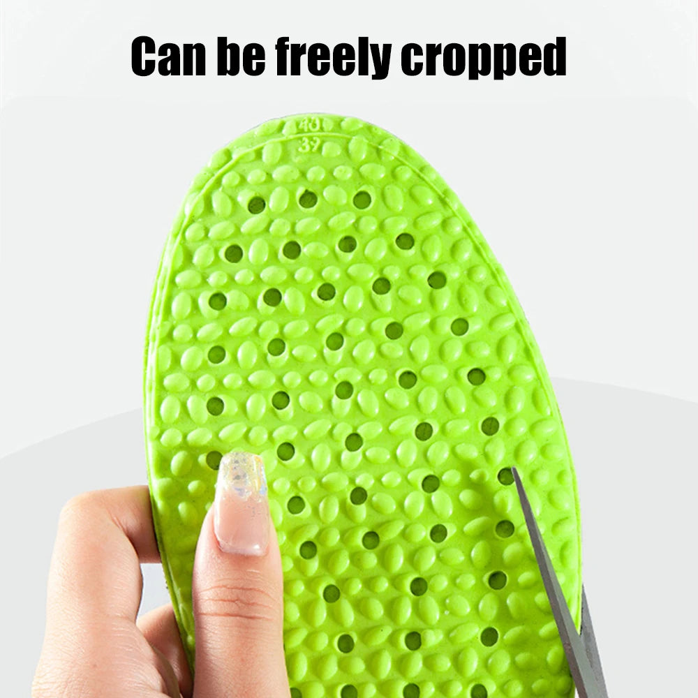 Sports Shock Absorption Insole Green PU Memory Foam Breathable Arch Support Orthopedic Shoes Pad Men Women Feet Care Shoes Pad