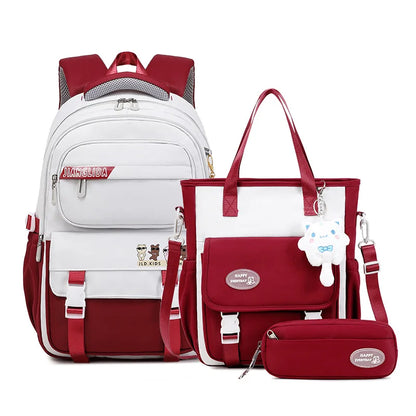 Backpack 3Pcs/Set for Girls Large Capacity Middle Schoolbag Student Schoolbag Set School Backpack Bags for Teenage Students Bag