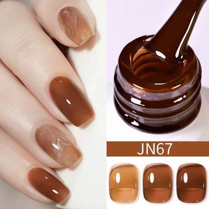 BORN PRETTY 10ml Wine Red Glitter Jelly Nude Gel Nail Polish Soak Off Translucent Color UV Light Cure for Nail Art DIY at Home