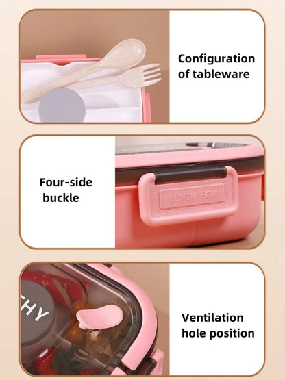 1200ML Double Layer Lunch Box Portable Compartment Salah Fruit Food Box Microwave Lunch Fork and Spoon Picnic Fresh Box