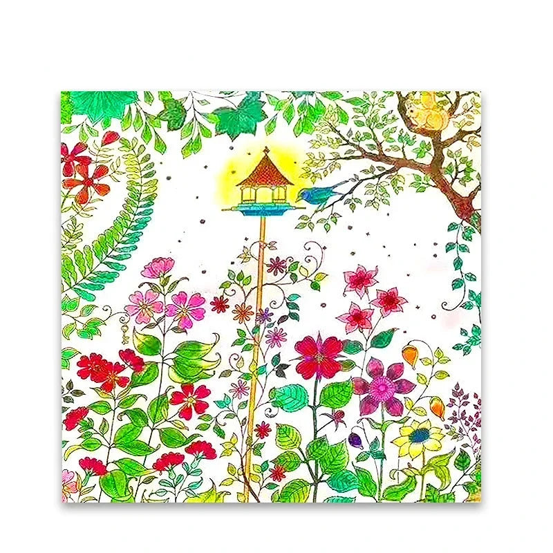 A Hand Painted Explore Wonderland Coloring Book 24 Pages Enchanted Forest/Secret Garden Graffiti Painting Books