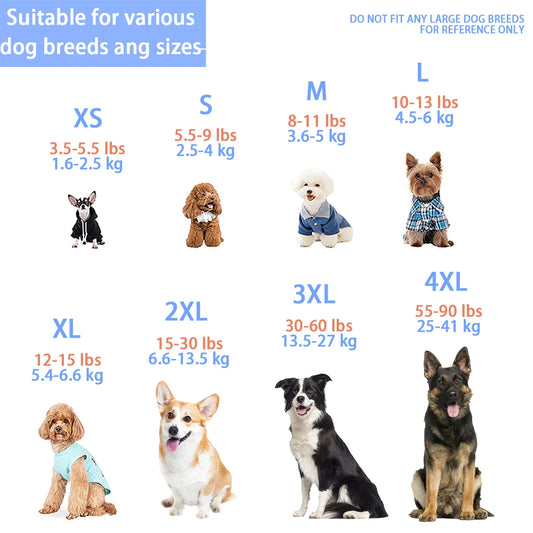 Sun Protection Dog Shirts with Reflective Strips, Quick Dry, Soft Stretchy Fabric, Available in Sizes for Small to Large Dogs!