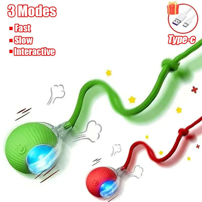 Cat Interactive Ball Toy, Automatic Rolling Ball with Tail, Rechargeable Smart Pet Interactive Toy, Intelligent Mouse for Cat