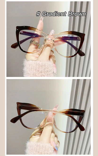 2024 New Cat Eye Glasses Frame Women Fashion Gradient Color Eyeglass Frame Anti Blue Light Glasses Computer Goggles Óculos Gifts