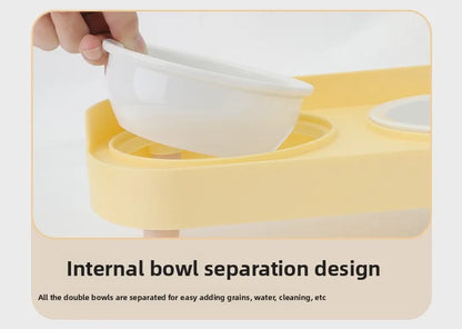 Pet Bowl PP Plastic Double Bowl Anti-killing Bowl Water and Grain Integrated Dog Bowl Cat Dog Water and Grain Bowl
