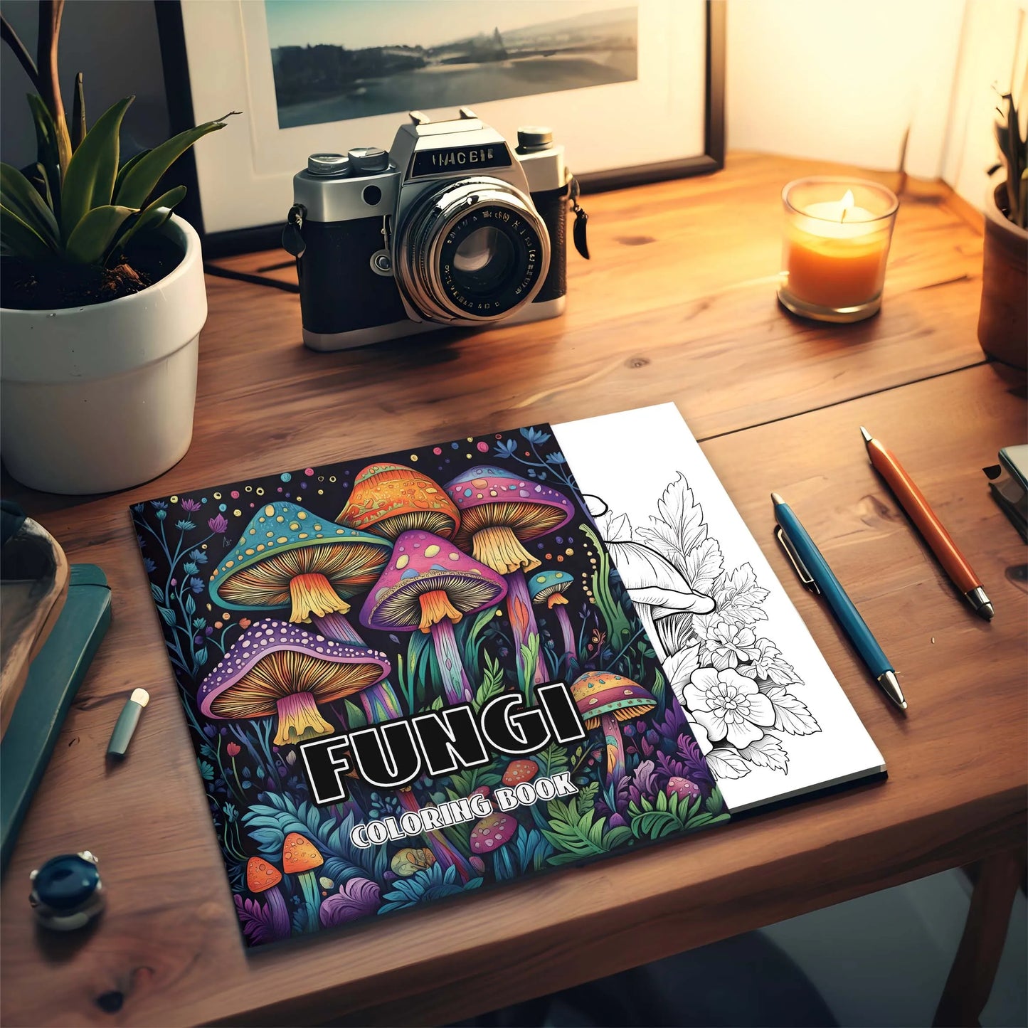 1pc Art Coloring Book 24Page Coloring Book Gift For Birthday Relieve Stress Kill Time Graffiti Painting Drawing Mushrooms Forest