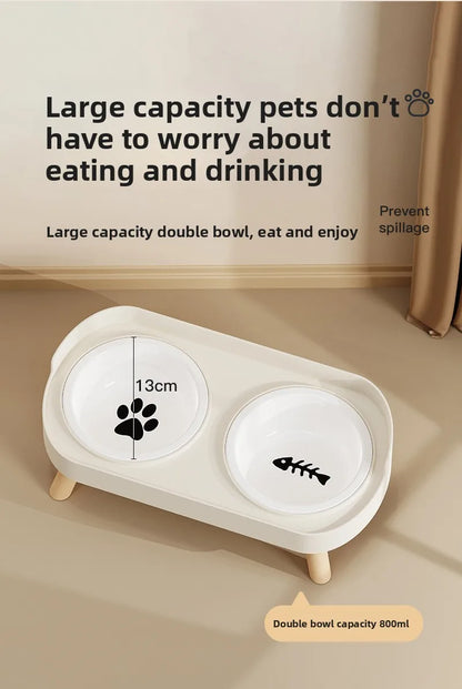 Pet Bowl PP Plastic Double Bowl Anti-killing Bowl Water and Grain Integrated Dog Bowl Cat Dog Water and Grain Bowl
