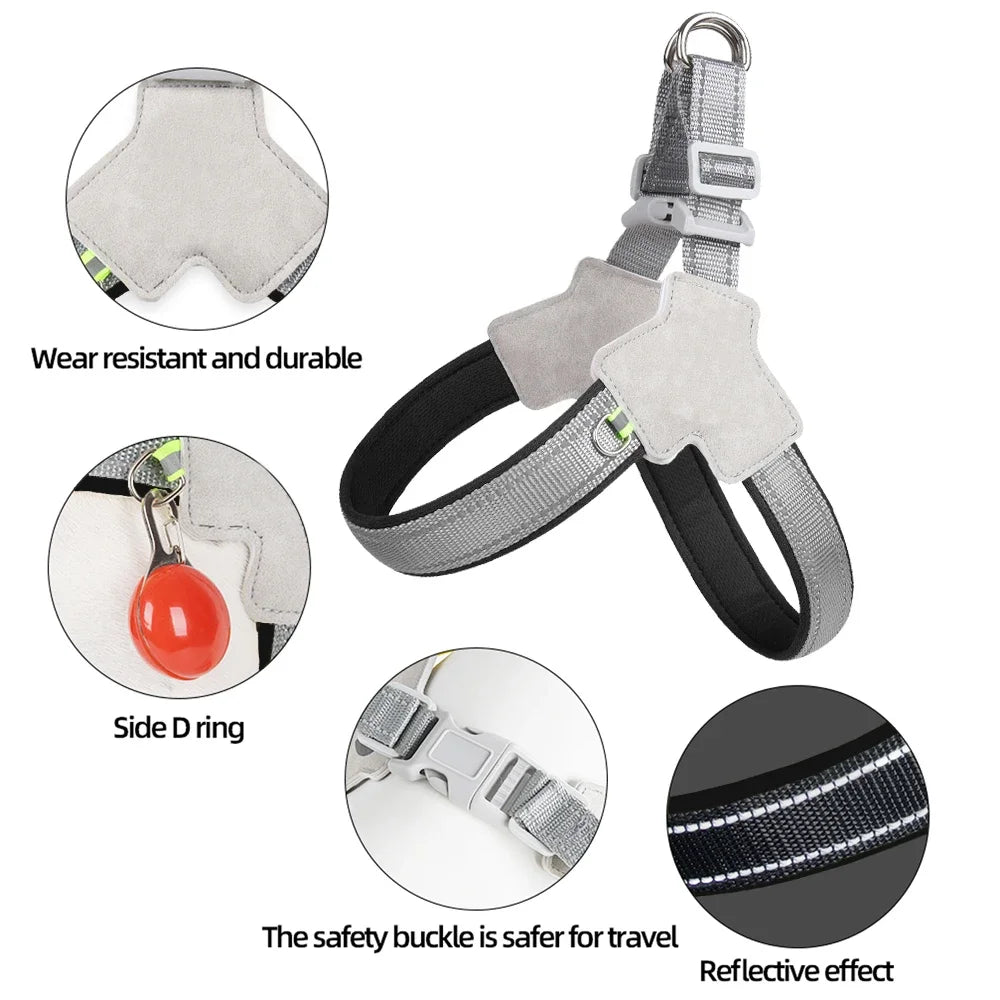 No-Pull Dog Harness Vest for Small Medium Dogs Cats Hiking Breathable Adjustable Chest Strap Bulldog Chihuahua Pet Accessories