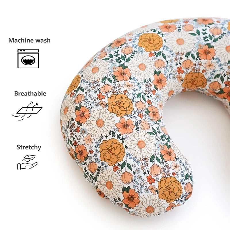 2PCS Baby Nursing Pillow Cover Printing Design Removable U Shape Breastfeeding Pillow Sleeve Ultra Soft Slipcover
