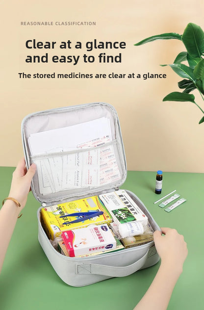 Portable Medical Bag, Travel Bag, Large Capacity Medicine Storage Box, Household Emergency Medicine Reserve, First Aid Kit
