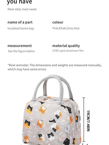 Cartoon Cute Portable Tote Lunch Box Bento Box Animal Pattern Lunch Bag Insulated Food Bag Lunch Box Bag Picnic Bag