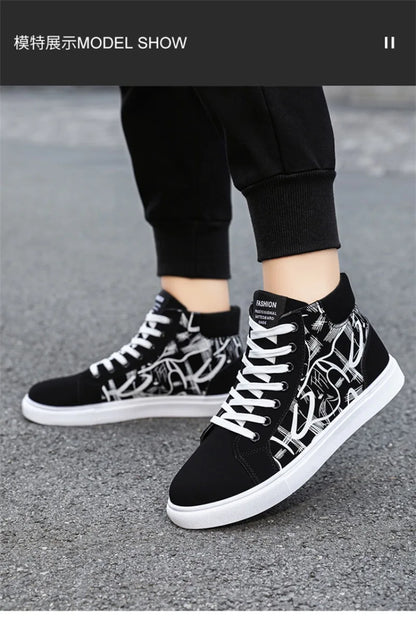 Men's Sneakers Fashion High Top Canvas Shoes Autumn New Casual Shoes for Men Lace Up Platform Vulcanized Shoes Big Size48 Tenis