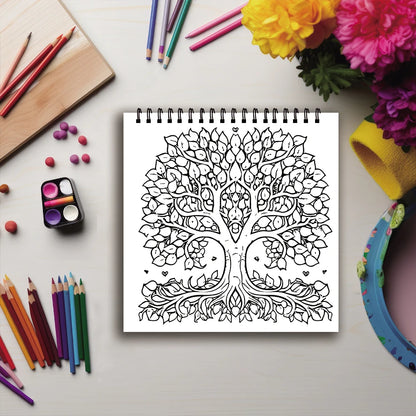 Coloring Book - 7.87 x 7.87 inches 32 pages Tree of Life Coloring Book - Ideal gift for family or friends