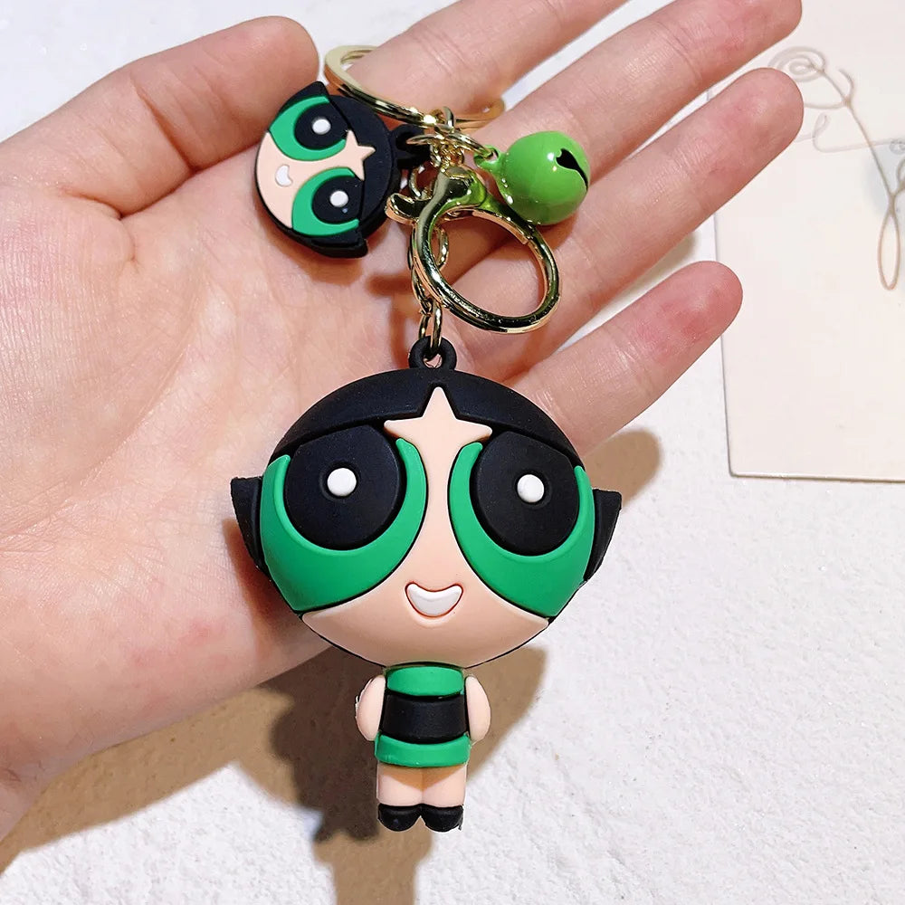 malefic keychain Powerpuff Girls Creative Keychain for Women Men Fans Cartoon Cute Silicone Doll Pendant Keyring Gifts Keys Hold