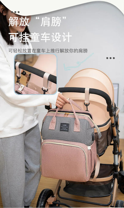 Mommy Bag Lightweight Portable Folding Crib Bed Large-capacity Travel Maternity Bags Baby Backpack Female Mommy Outting Bag Gift