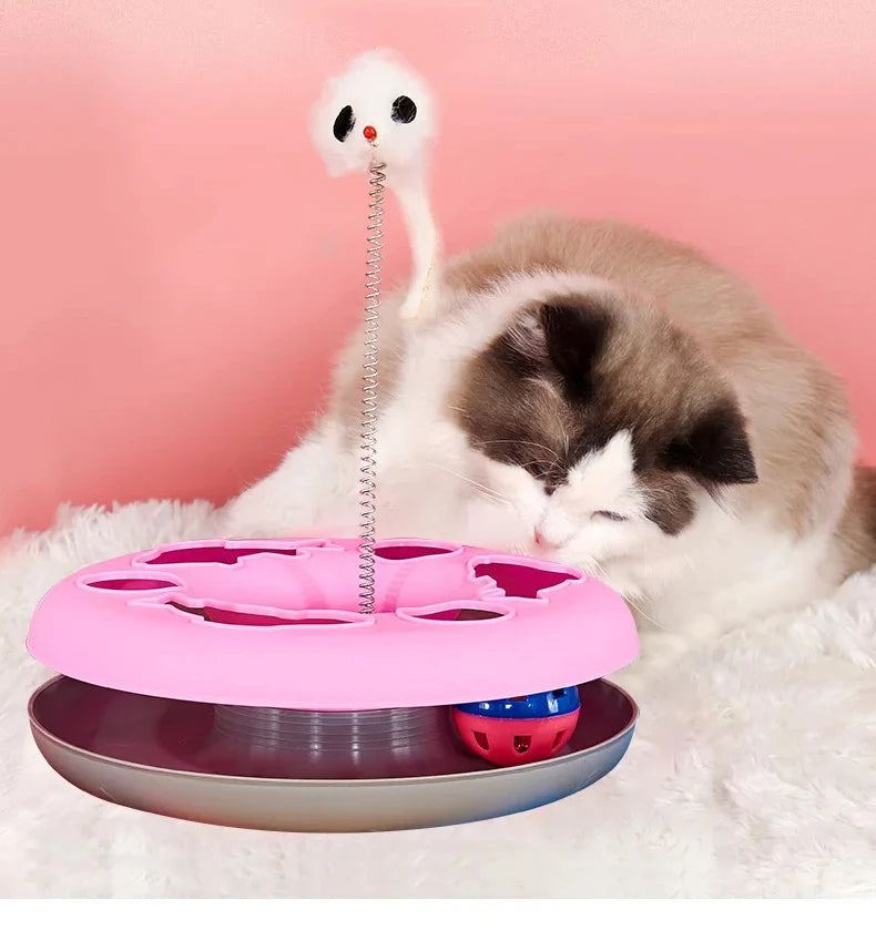 Funny Cat Toys for Indoor Cats Interactive Kitten Toys Roller Tracks with Catnip Spring Pet Toy with Exercise Balls Teaser Mouse