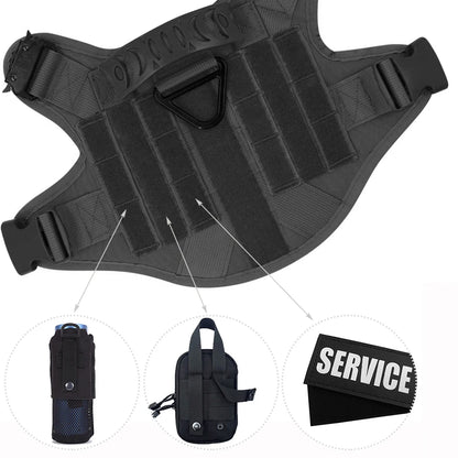 Large Dog Collar Military Dog Harness Leash Molle Pouches Pet Training Vest Tactical German Shepherd Harnesses Dogs Accessories
