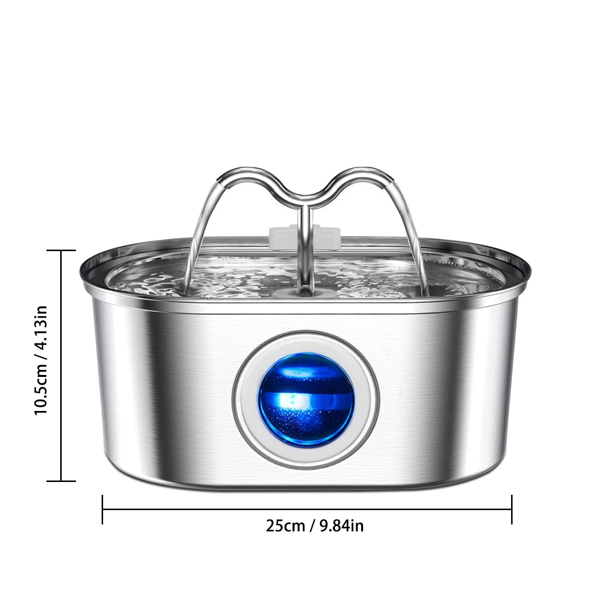 108oz/3.2L Cat Water Stainless Steel Pets Dispenser With LED Light Silent Pump Automatic Fountain For Cat Dog Drinking Bowl