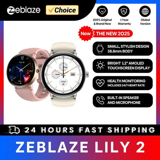 The NEW 2025 Zeblaze Lily 2 Voice Calling Female Smartwatch 1.2" AMOLED Screen Double Strap Health Management Sports Smart Watch