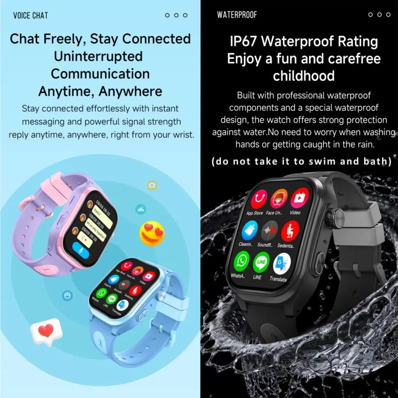 Kids 4G Smart Phone Watch 2.0'' 2+16G APP Download GPS WIFI Video Call  Camera Children Smartwatch Monitor Tracker Location