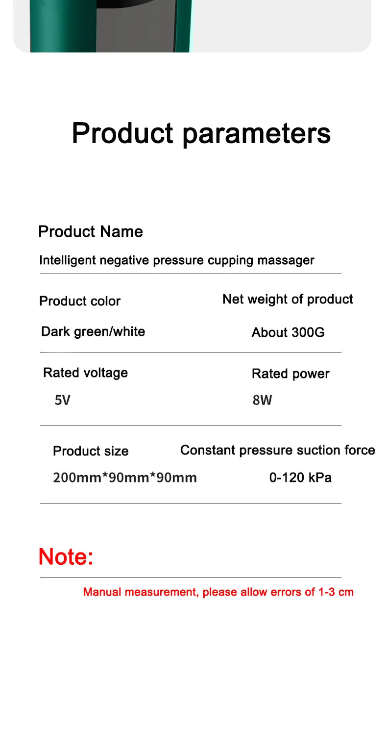 Smart vacuum cupping device electric breathing heating wireless negative pressure suction device meridian dredging massage devic