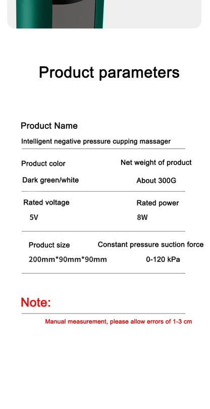 Smart vacuum cupping device electric breathing heating wireless negative pressure suction device meridian dredging massage devic
