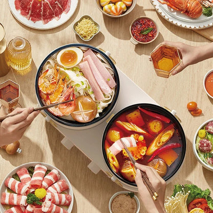 1.8L Home Dual Capacity Electric Cooker Split Yuanyang Electric Hot Pot Multifunctional Pot Non-stick Electric Frying Pan 220V