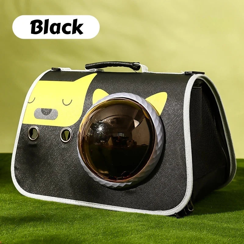 Foldable Cat Carrier Backpack – Cute Cartoon Design with Airflow Vents & Shoulder Strap Interface,  Pet Travel Bag for Cats