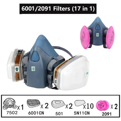 7502 Half Mask Dust Gas Mask 7502 Respirator Chemical Paint Spray Pesticide Filter Widely Use Protection