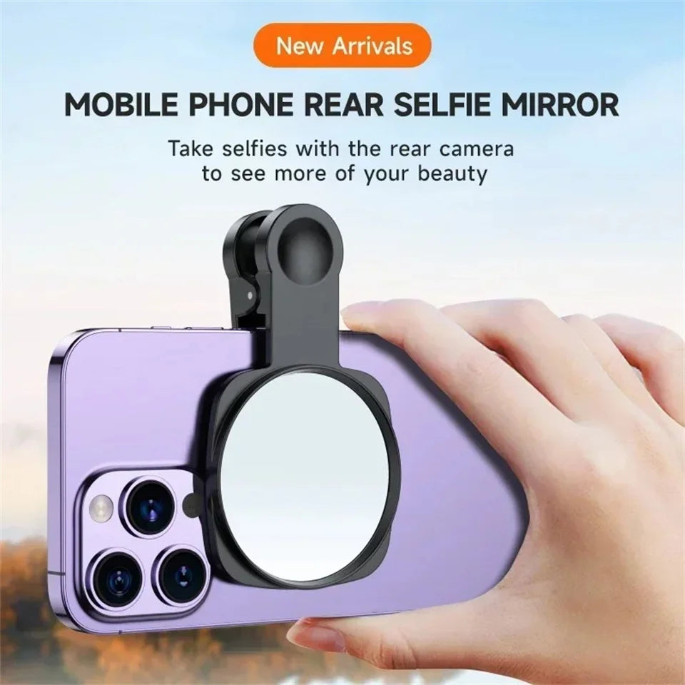 Smartphone Camera Mirror Reflection Clip Kit Portable Mobile Phone Camera Mirror Clip With Storage Bag Phone Rear Selfie Mirror