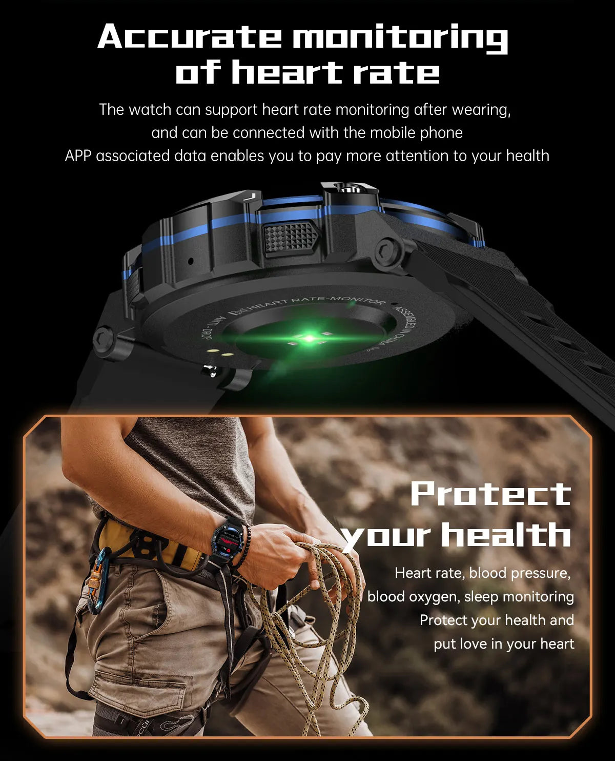 PG666 Bluetooth Call Smart Watch Men Outdoor Rugged Sport Fitness Tracker Smartwatch Heart Rate Blood Pressure Oxygen Monitor