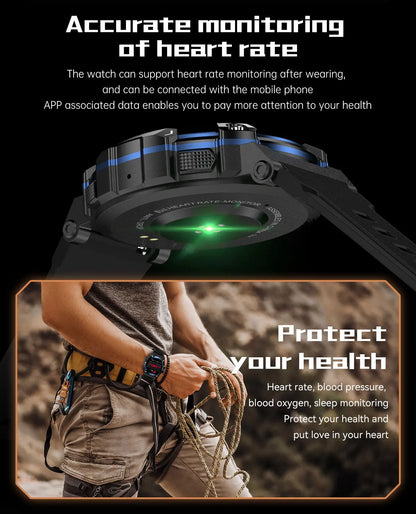 PG666 Bluetooth Call Smart Watch Men Outdoor Rugged Sport Fitness Tracker Smartwatch Heart Rate Blood Pressure Oxygen Monitor