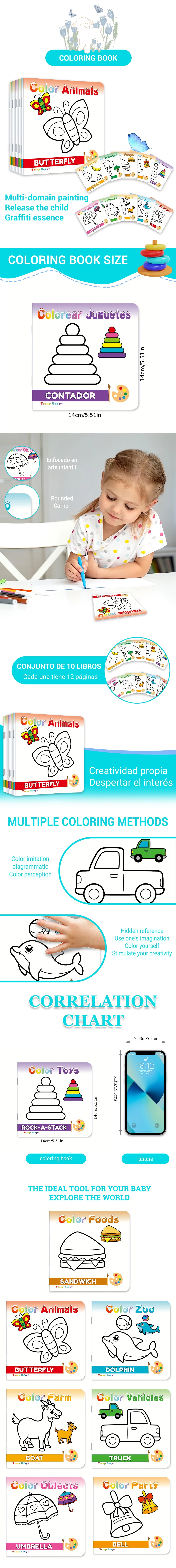 1 set of 10 children's handwriting tracking simple drawing coloring books simple simple drawing learning and DIY color coloring
