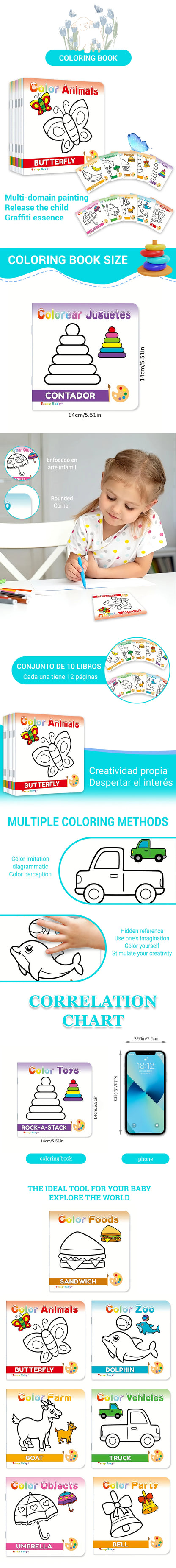 1 set of 10 children's handwriting tracking simple drawing coloring books simple simple drawing learning and DIY color coloring