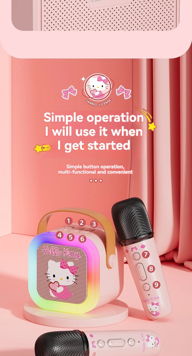 Sanrio Bluetooth Speakers ML07 Karaoke Machine Portable Speakers Bluetooth with Mic LED Light Machine Home Family Singing Gift