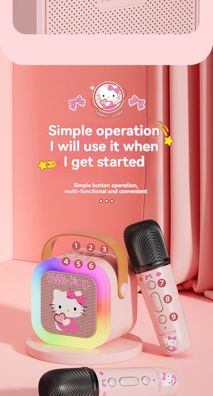Sanrio Bluetooth Speakers ML07 Karaoke Machine Portable Speakers Bluetooth with Mic LED Light Machine Home Family Singing Gift